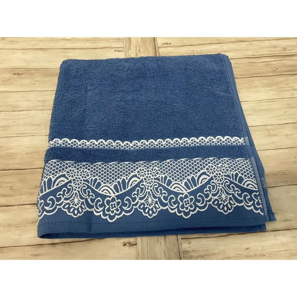 Alex Turkish Towel Blue Bath Cotton Sauna Embroidered Lightweight A4